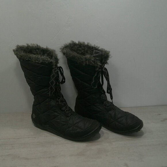 Columbia Minx Black Quilted Faux Fur Top Lined Waterproof Snow Winter Boot SZ 12 - Picture 11 of 11